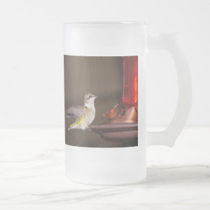 Female Ruby-throated Hummingbird Frosted Glass Bee Beer Mug