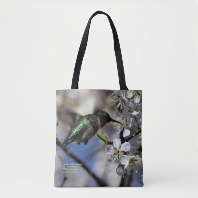 Female Ruby Throated Hummingbird Tote Bag (Front)