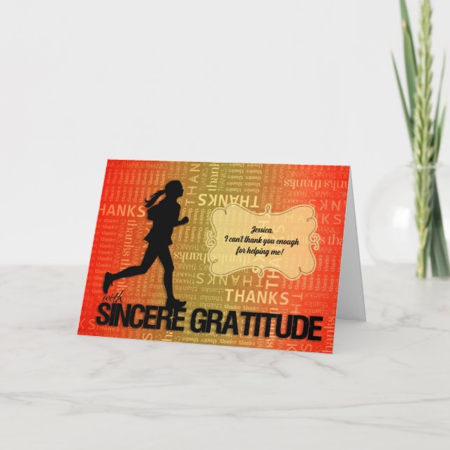 Female Runner Sports Themed Thank You (Front)