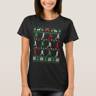 Female Runner Women's Running Ugly Christmas T-Shirt