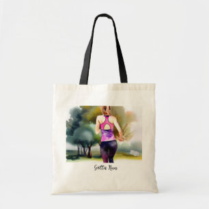 Female Running in the Park Tote Bag