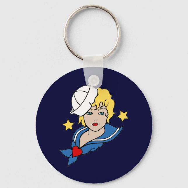 Female Sailor Tattoo Key Ring (Front)