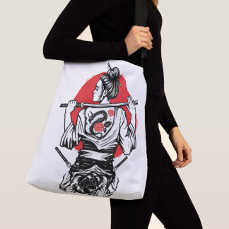 Female Samurai Warrior – Dragon Rose Tattoo Japane Crossbody Bag