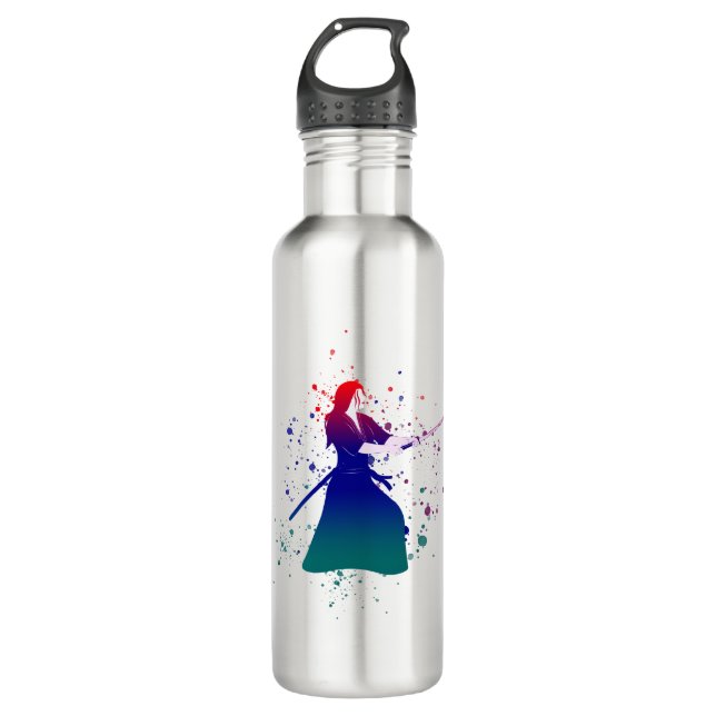 Female Samurai Warrior with Sword 710 Ml Water Bottle (Front)