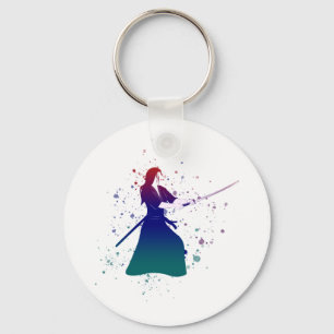Female Samurai Warrior with Sword Key Ring