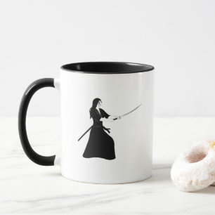 Female Samurai Warrior with Sword Mug