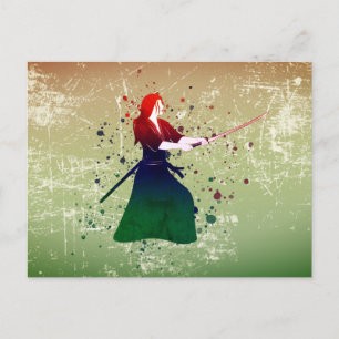 Female Samurai Warrior with Sword Postcard
