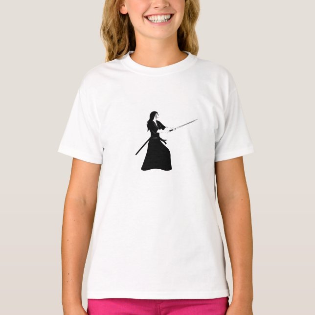 Female Samurai Warrior with Sword T-Shirt (Front)