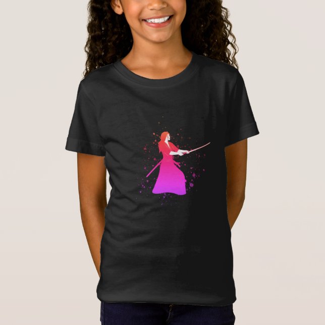 Female Samurai Warrior with Sword T-Shirt (Front)