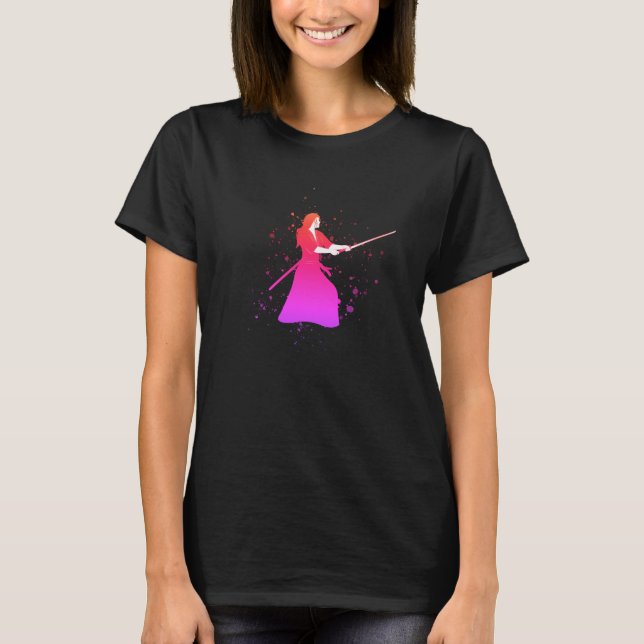 Female Samurai Warrior with Sword T-Shirt (Front)
