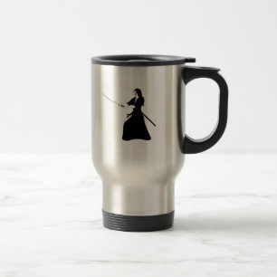 Female Samurai Warrior with Sword Travel Mug