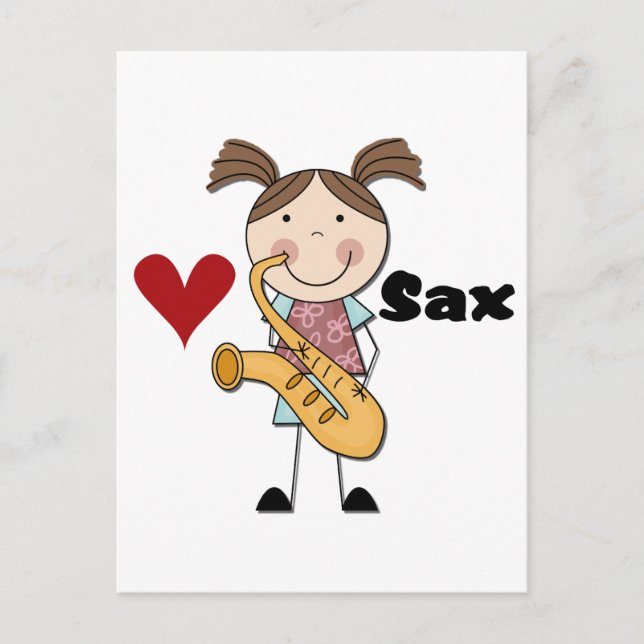 Female Saxophone Player Tshirts and Gifts Postcard (Front)