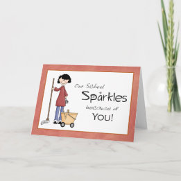 Female School Custodian Thank You Card