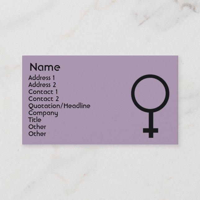 Female Sign - Business Card (Front)