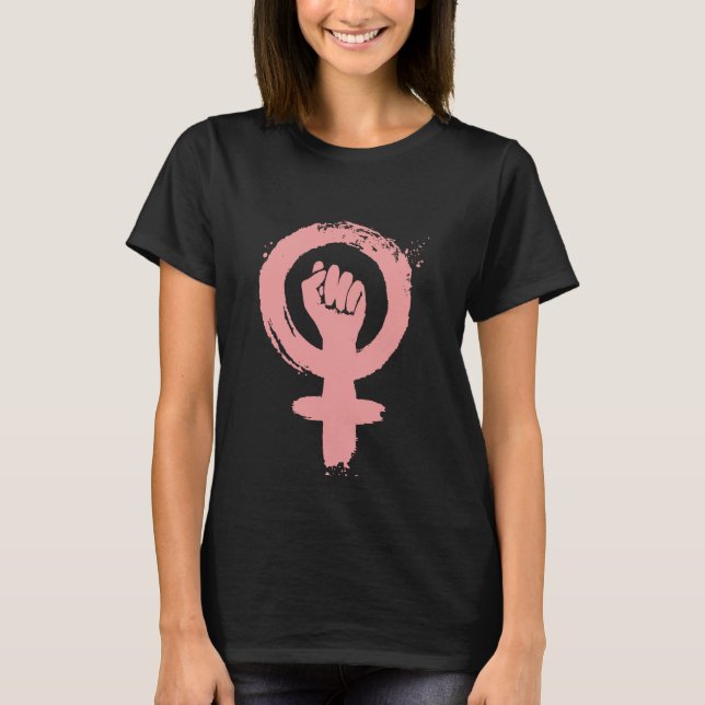 Female Sign Feminist Fist Social Justice T-Shirt (Front)