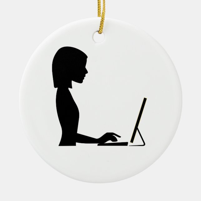 Female Silhouette Ceramic Tree Decoration (Front)