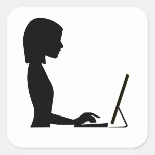 Female Silhouette Square Sticker