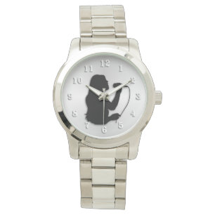 Female Singer with White Numbers Watch