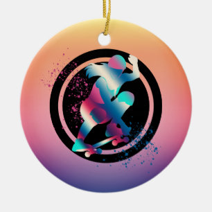 Female Skateboarder Ceramic Tree Decoration