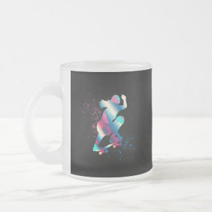 Female Skateboarder Frosted Glass Coffee Mug