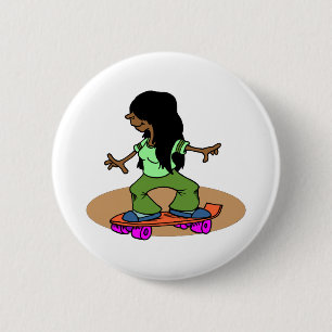 Female Skateboarder Skateboarding Fun Skateboard 6 Cm Round Badge
