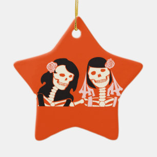 Female Skeleton Couple Ceramic Tree Decoration
