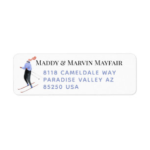 Female Skier Easy-To-Read Return Address Label