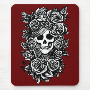 Female Skull Roses Day Of The Dead Art  Mouse Mat