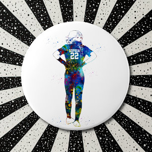 Female Softball Player 6 Cm Round Badge