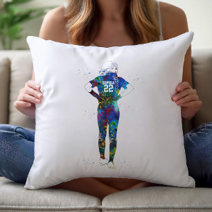 Female Softball Player Cushion