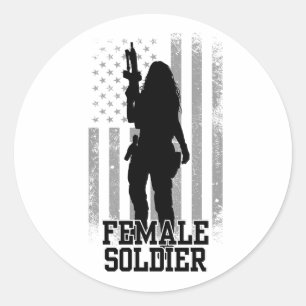 Female Soldier Classic Round Sticker