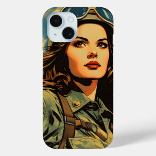 Female Soldier Vintage Sci-Fi iPhone 15 Case