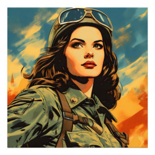 Female Soldier Vintage Sci-Fi Photo Print