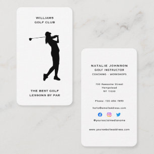 Female Sport Coach Golf Instructor Social Media Business Card