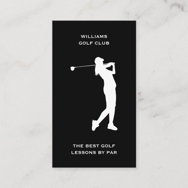 Female Sport Coach Social Media Golf Instructor Business Card (Front)