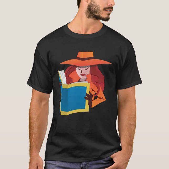 Female Spying Reading Book Read Woman Girl T-Shirt (Front)