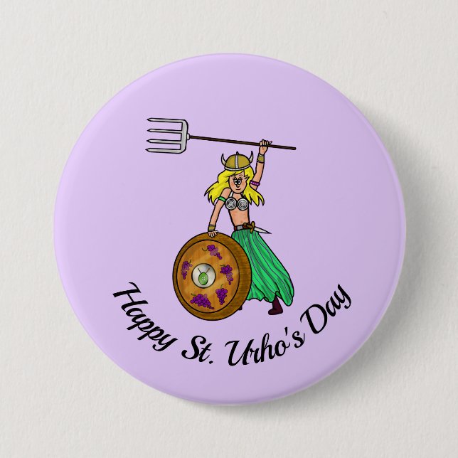 Female St. Urho's Day Round Button (Front)