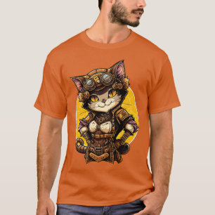Female Steampunk Mechanic Cat T-Shirt