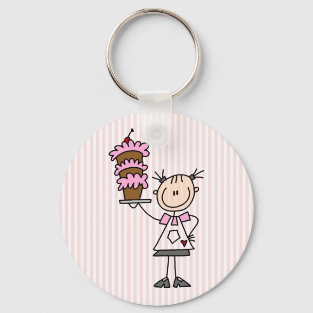 Female Stick Figure Baker Key Ring (Front)