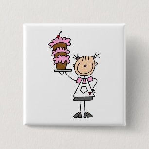 Female Stick Figure Baker Tshirts and Gifts 15 Cm Square Badge