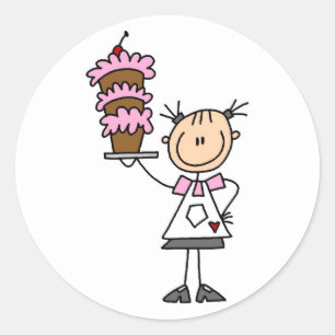 Female Stick Figure Baker Tshirts and Gifts Classic Round Sticker