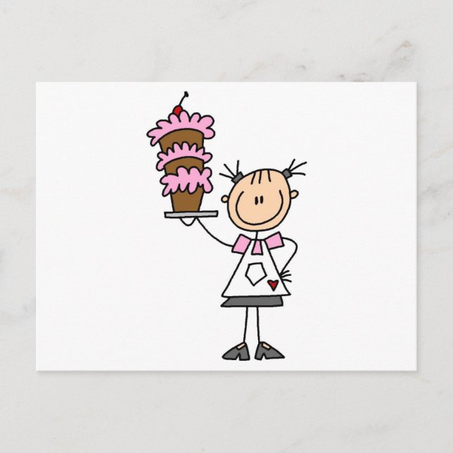 Female Stick Figure Baker Tshirts and Gifts Postcard (Front)
