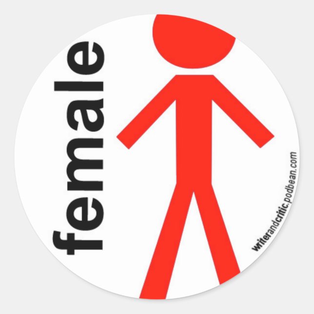 Female Stick Figure Classic Round Sticker (Front)