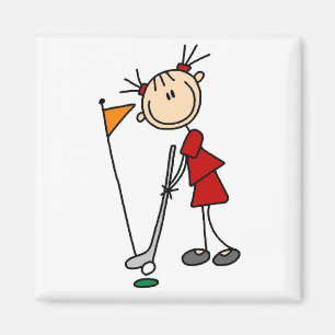 Female Stick Figure Golfer Magnet