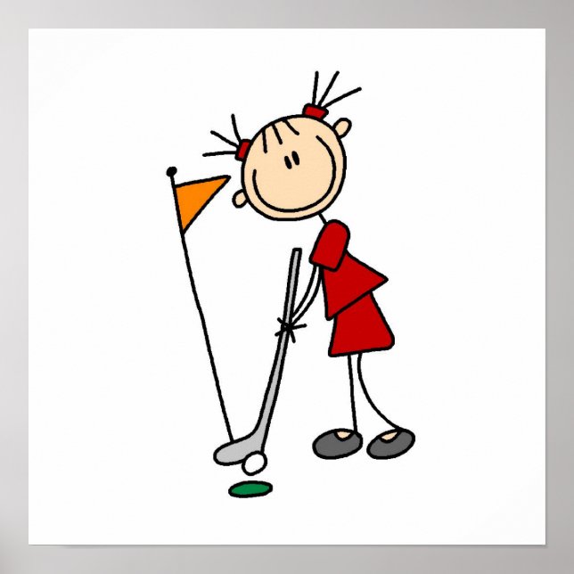 Female Stick Figure Golfer Poster (Front)