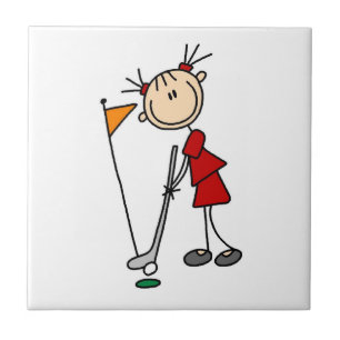 Female Stick Figure Golfer Tile
