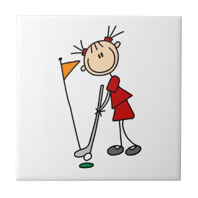 Female Stick Figure Golfer Tile (Front)