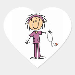 Female Stick Figure Nurse Heart Sticker