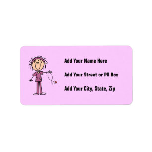 Female Stick Figure Nurse Label