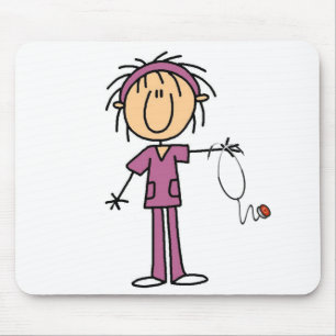 Female Stick Figure Nurse Mouse Mat